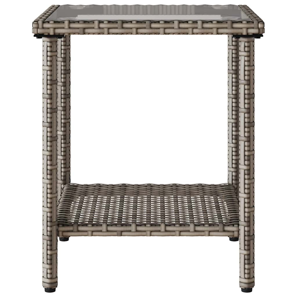 havesofa med bord og hynder L-formet polyrattan grå
