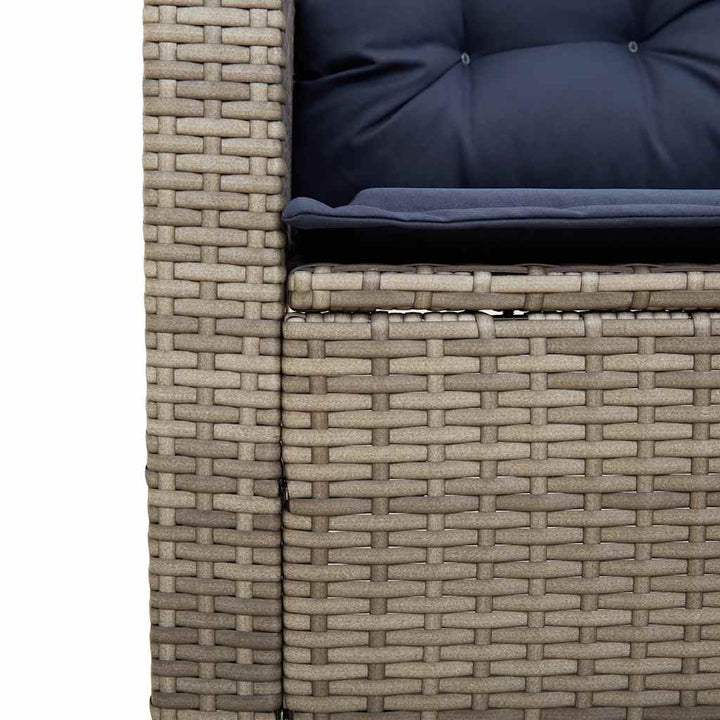 havesofa med bord og hynder L-formet polyrattan grå