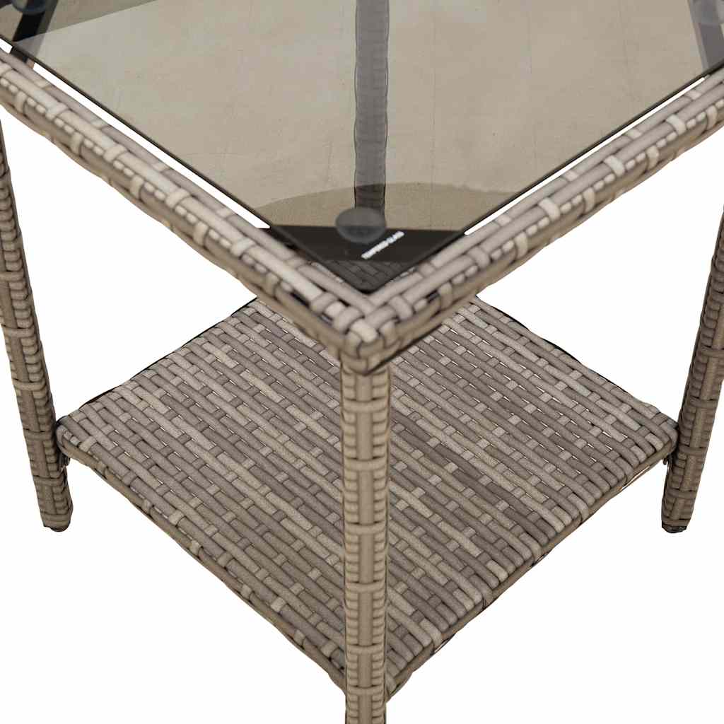 havesofa med bord og hynder L-formet polyrattan grå