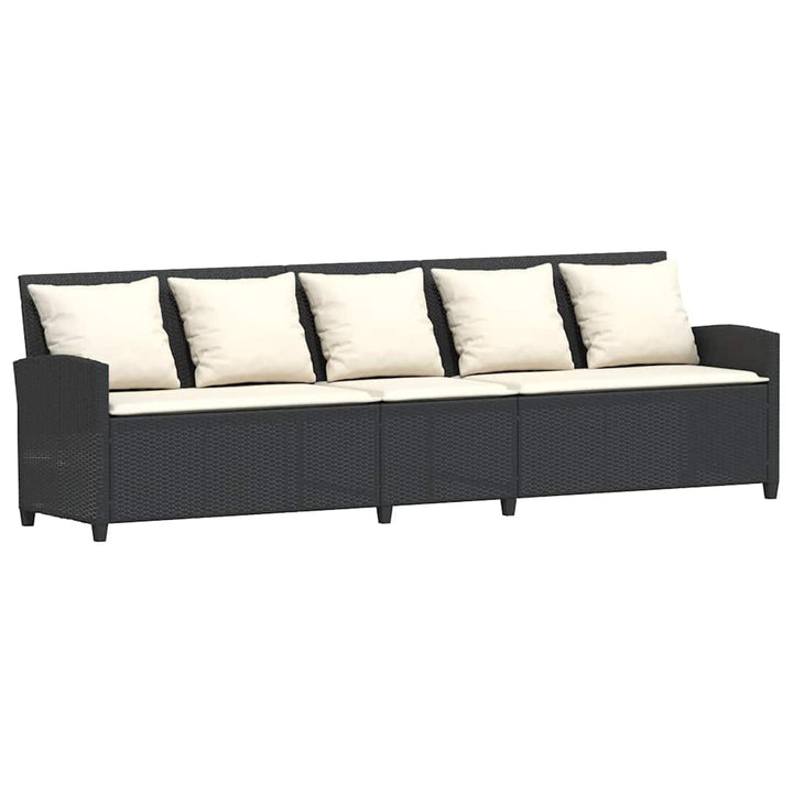 5-personers havesofa med hynder polyrattan sort