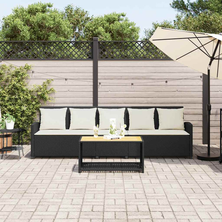 5-personers havesofa med hynder polyrattan sort