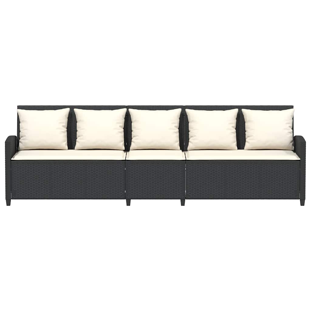5-personers havesofa med hynder polyrattan sort