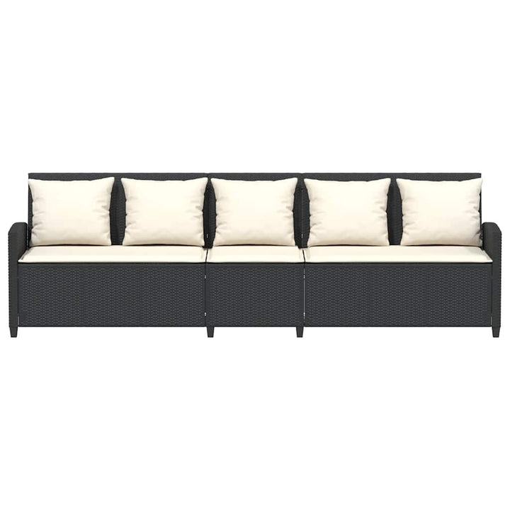 5-personers havesofa med hynder polyrattan sort