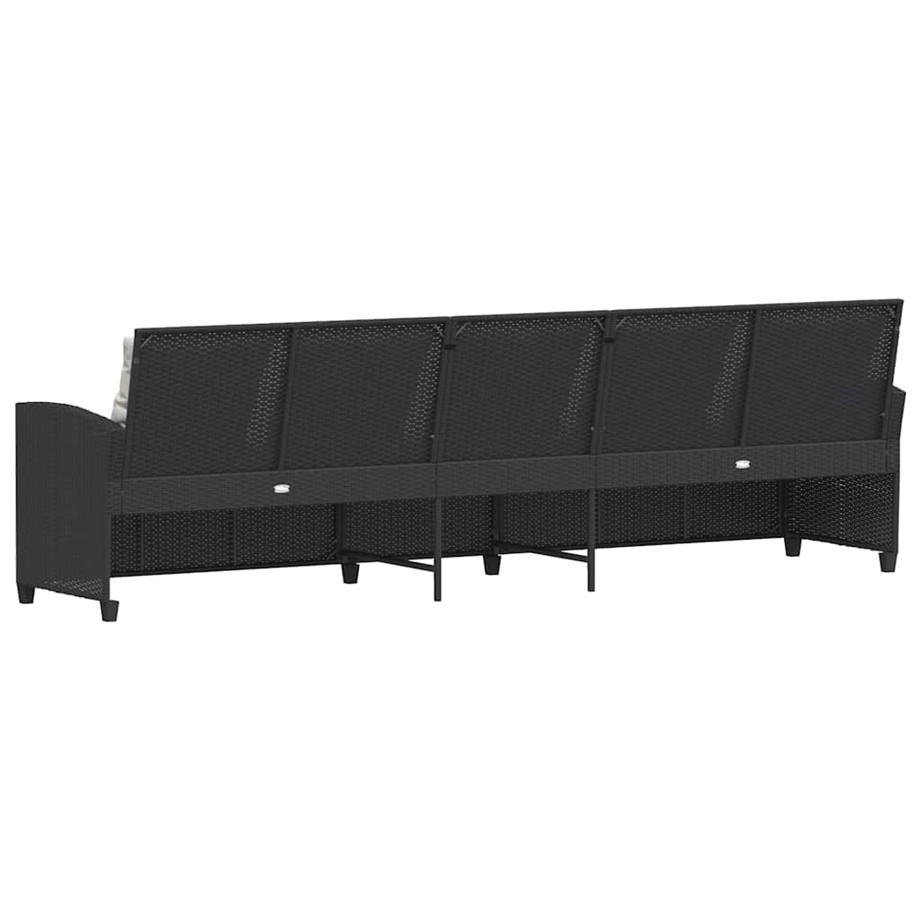 5-personers havesofa med hynder polyrattan sort