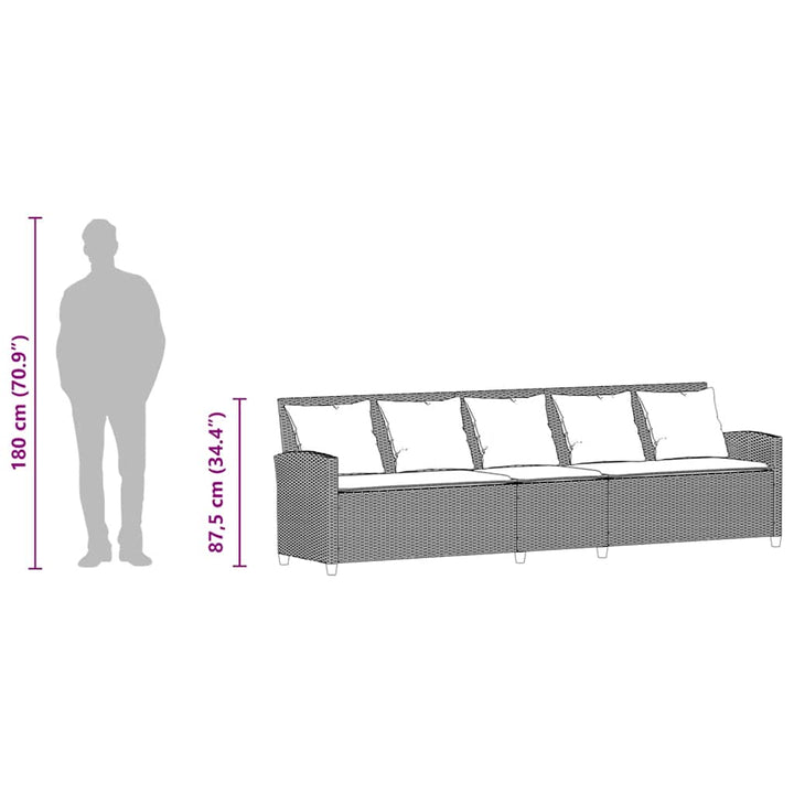 5-personers havesofa med hynder polyrattan sort