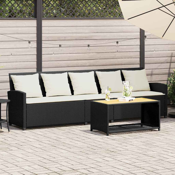 5-personers havesofa med hynder polyrattan sort