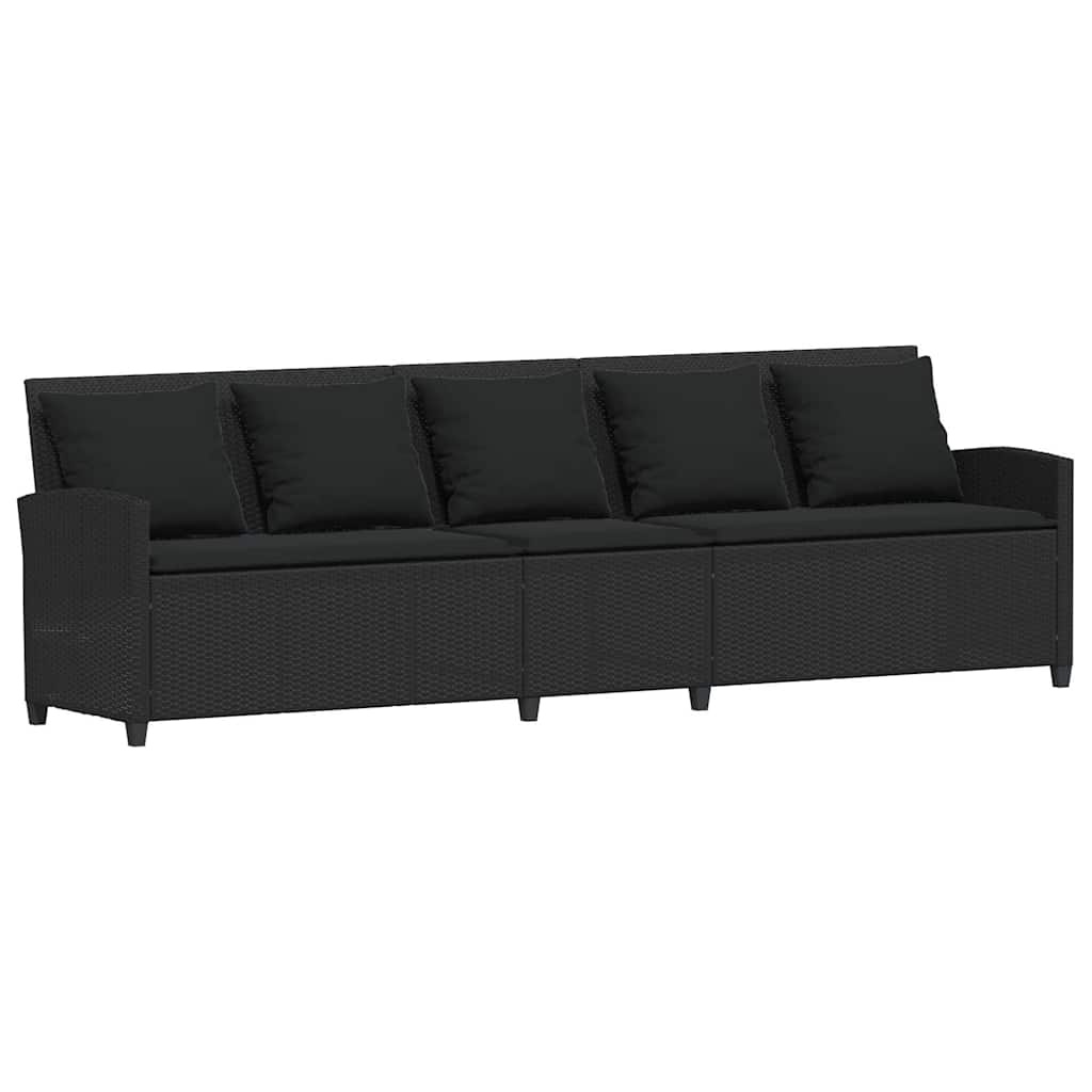 5-personers havesofa med hynder polyrattan sort