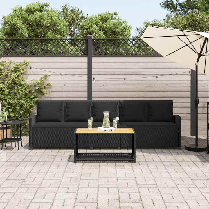 5-personers havesofa med hynder polyrattan sort
