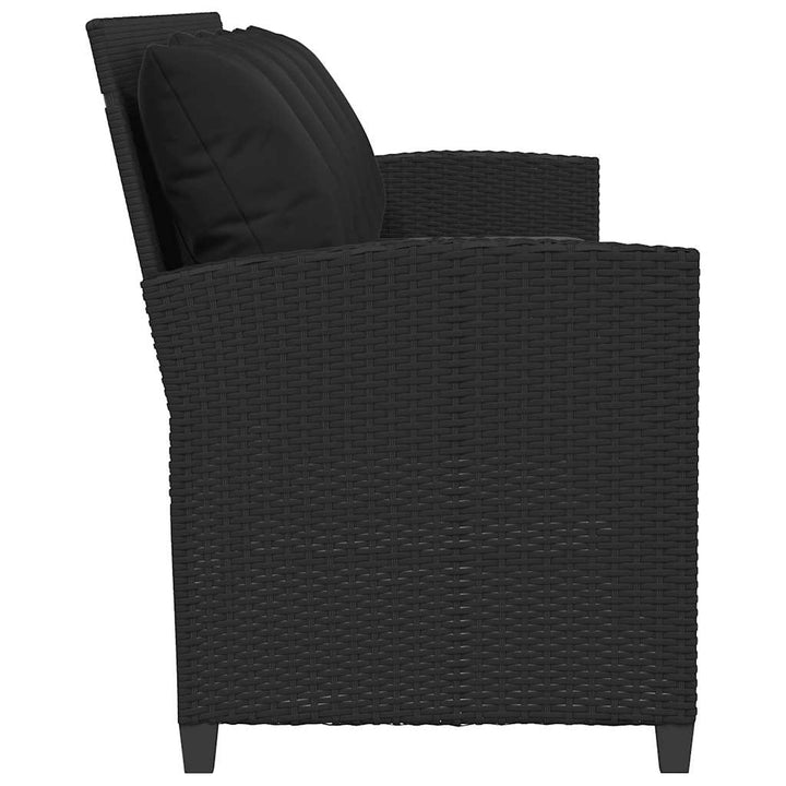 5-personers havesofa med hynder polyrattan sort