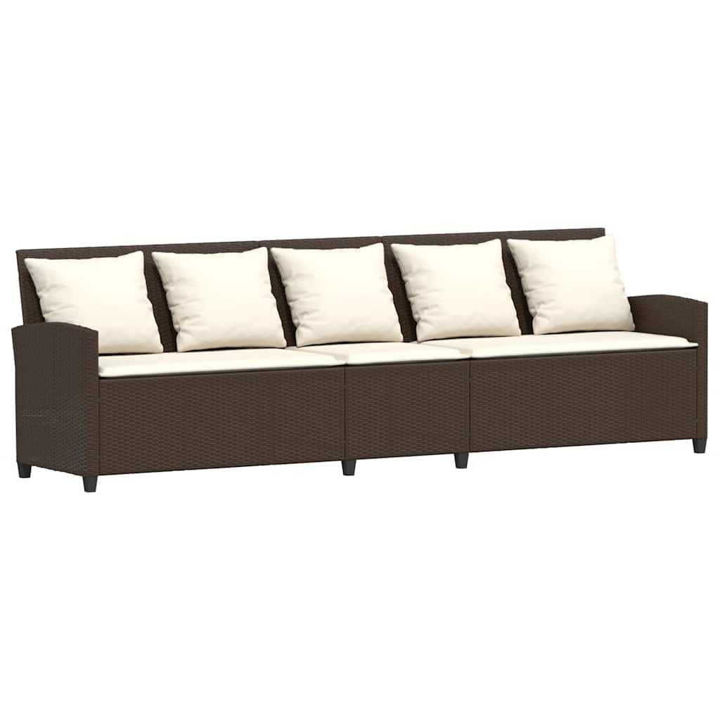5-personers havesofa med hynder polyrattan brun