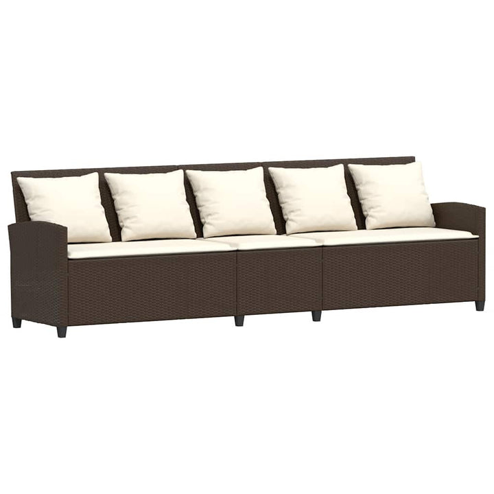 5-personers havesofa med hynder polyrattan brun