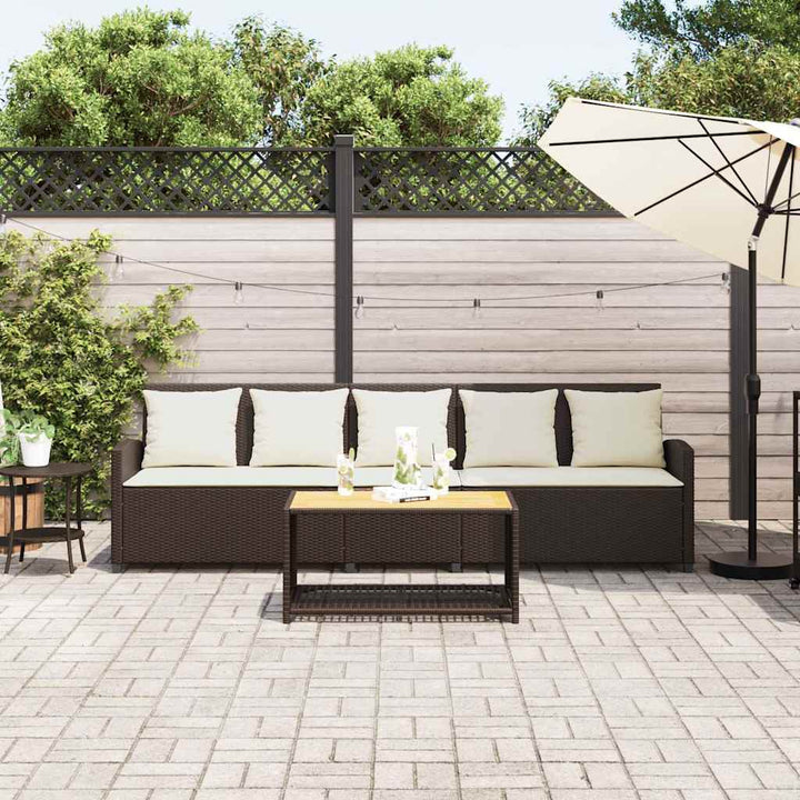 5-personers havesofa med hynder polyrattan brun