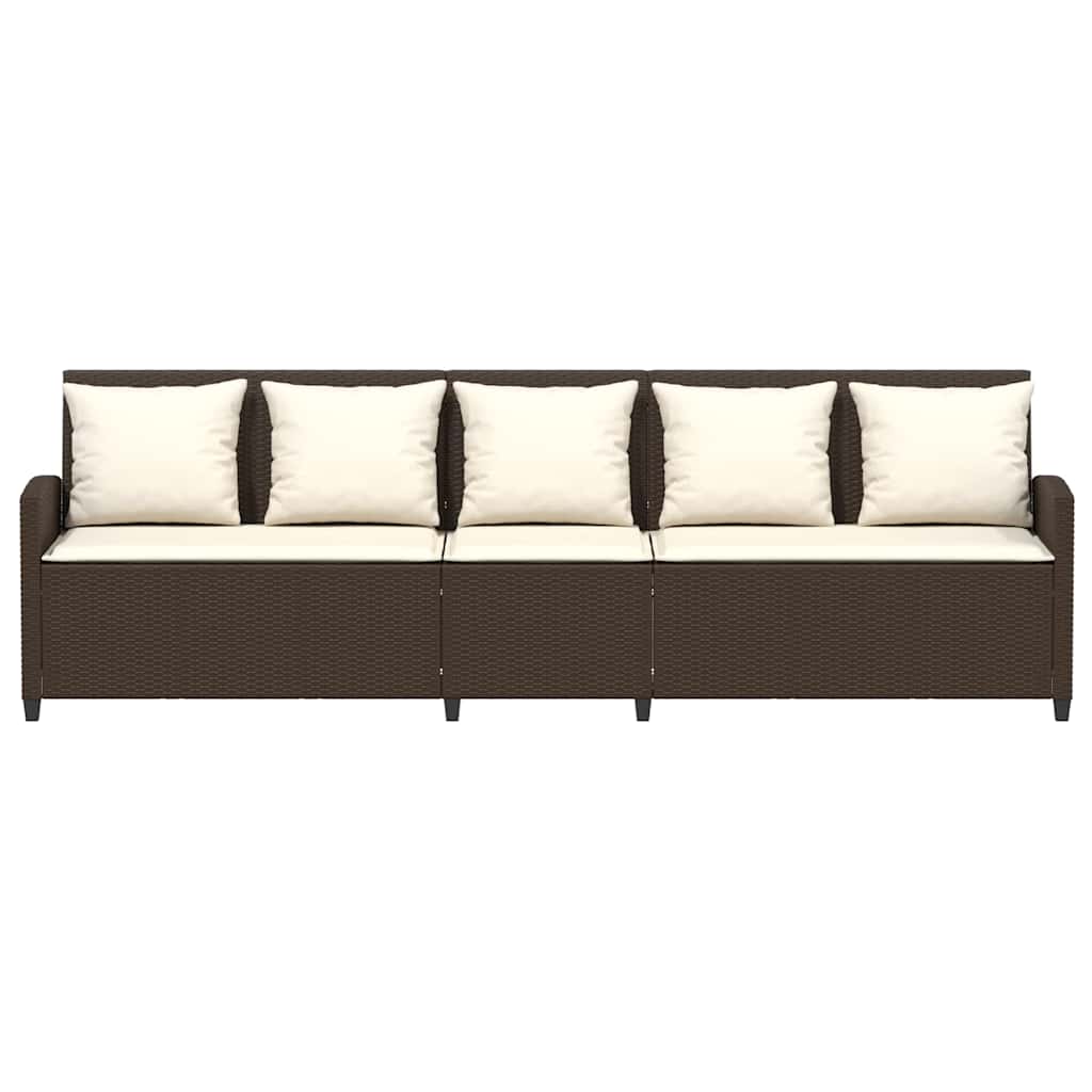 5-personers havesofa med hynder polyrattan brun