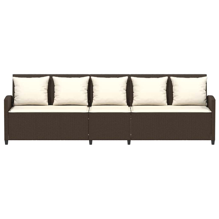 5-personers havesofa med hynder polyrattan brun