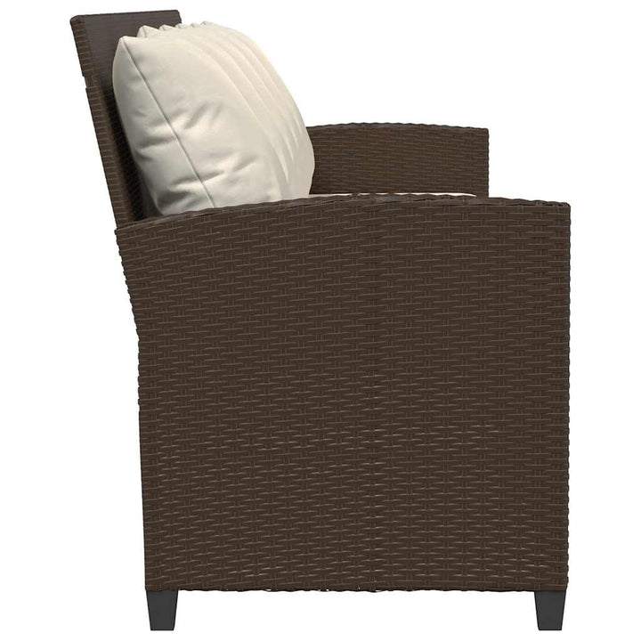 5-personers havesofa med hynder polyrattan brun