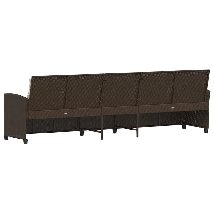 5-personers havesofa med hynder polyrattan brun