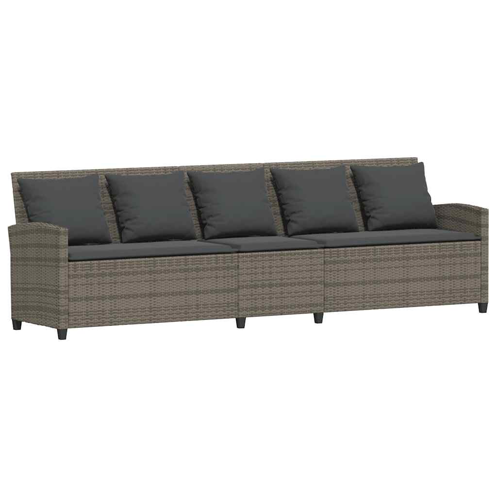 5-personers havesofa med hynder polyrattan grå