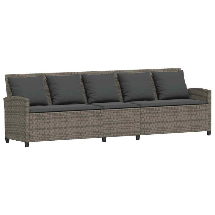 5-personers havesofa med hynder polyrattan grå
