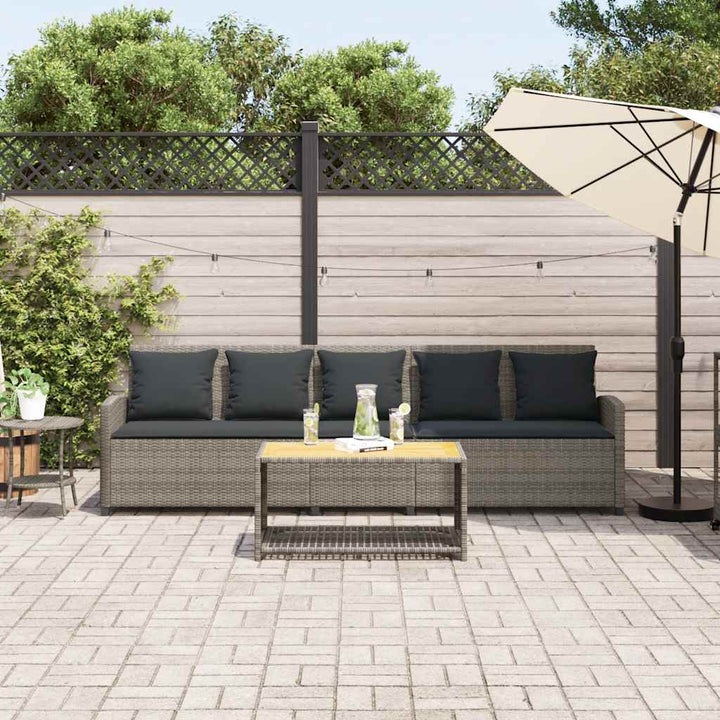 5-personers havesofa med hynder polyrattan grå