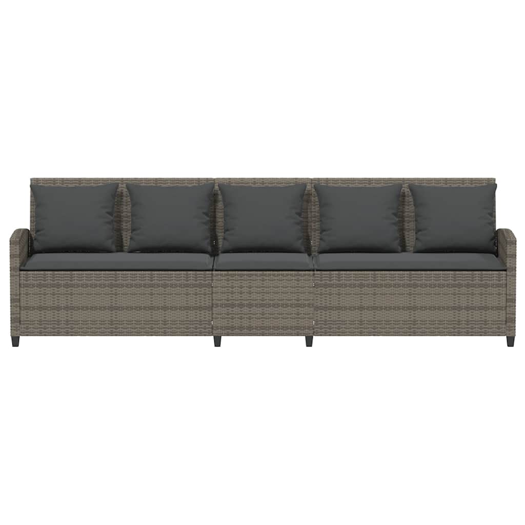 5-personers havesofa med hynder polyrattan grå