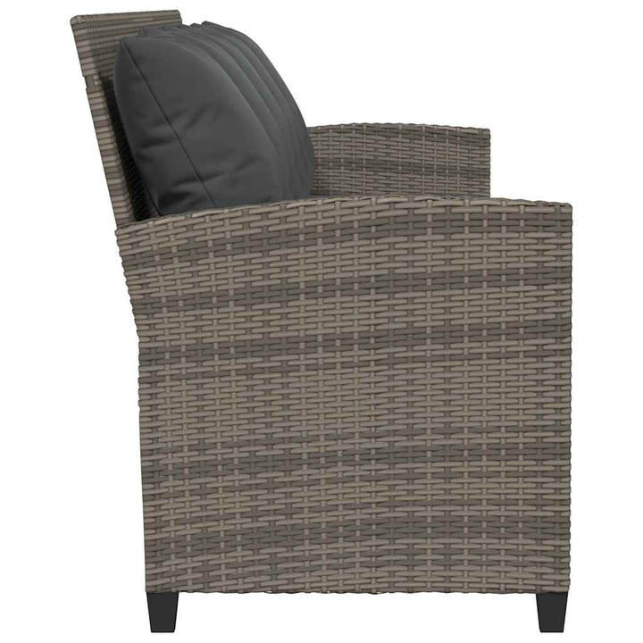 5-personers havesofa med hynder polyrattan grå