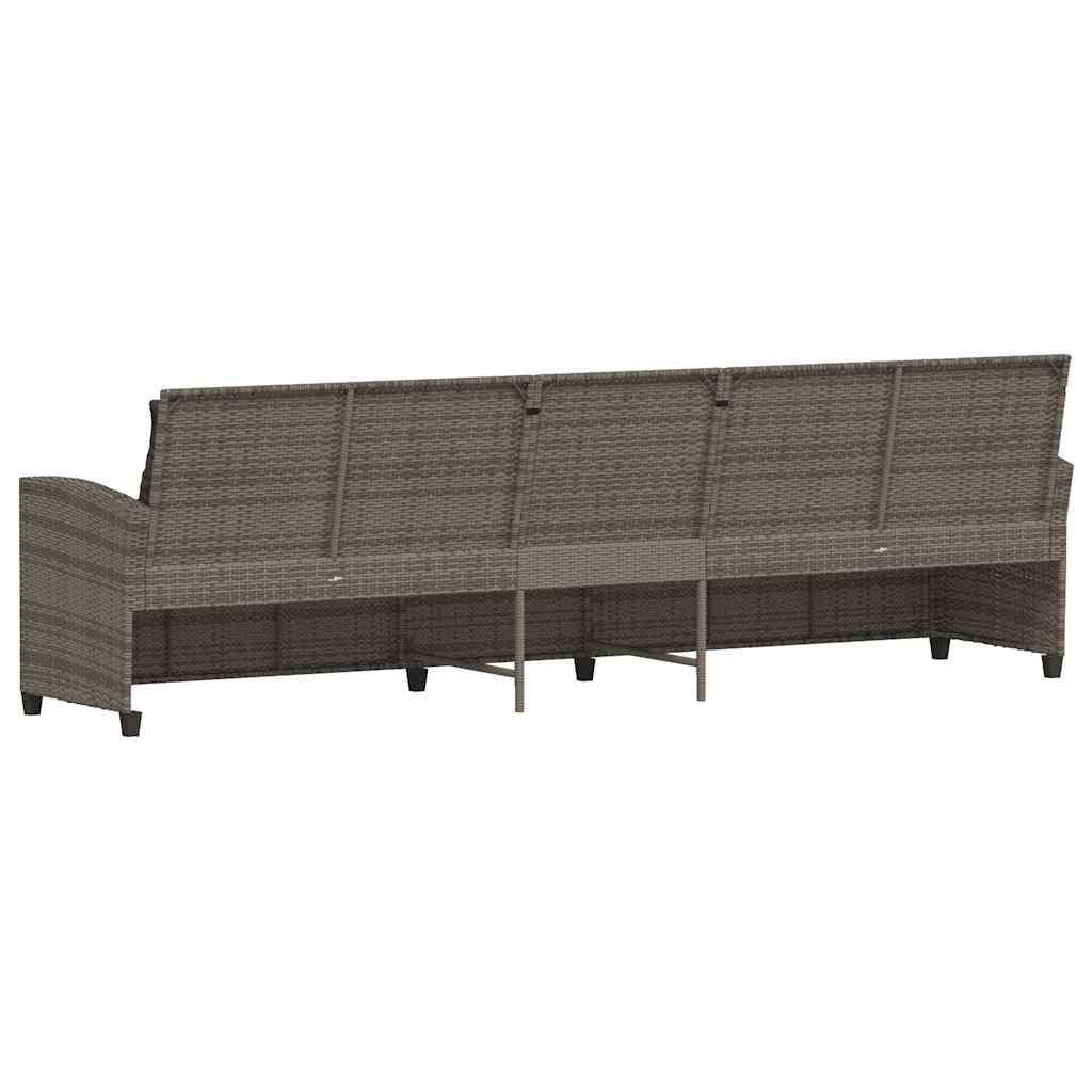 5-personers havesofa med hynder polyrattan grå