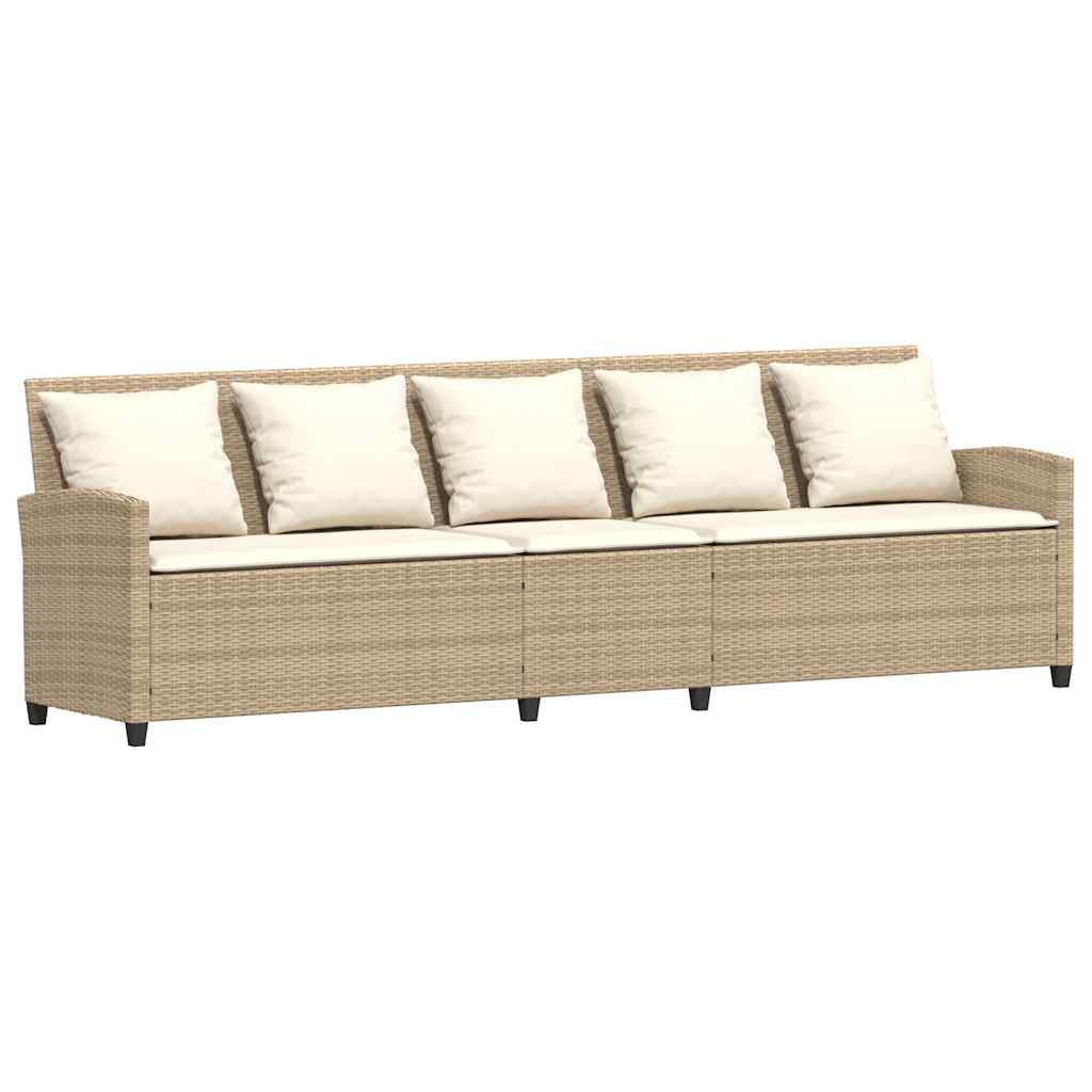 5-personers havesofa med hynder polyrattan beige