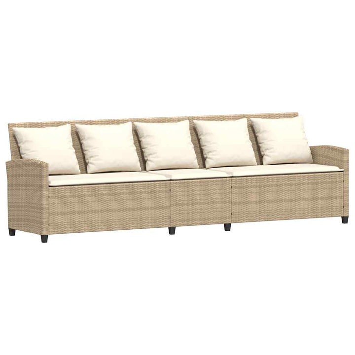 5-personers havesofa med hynder polyrattan beige