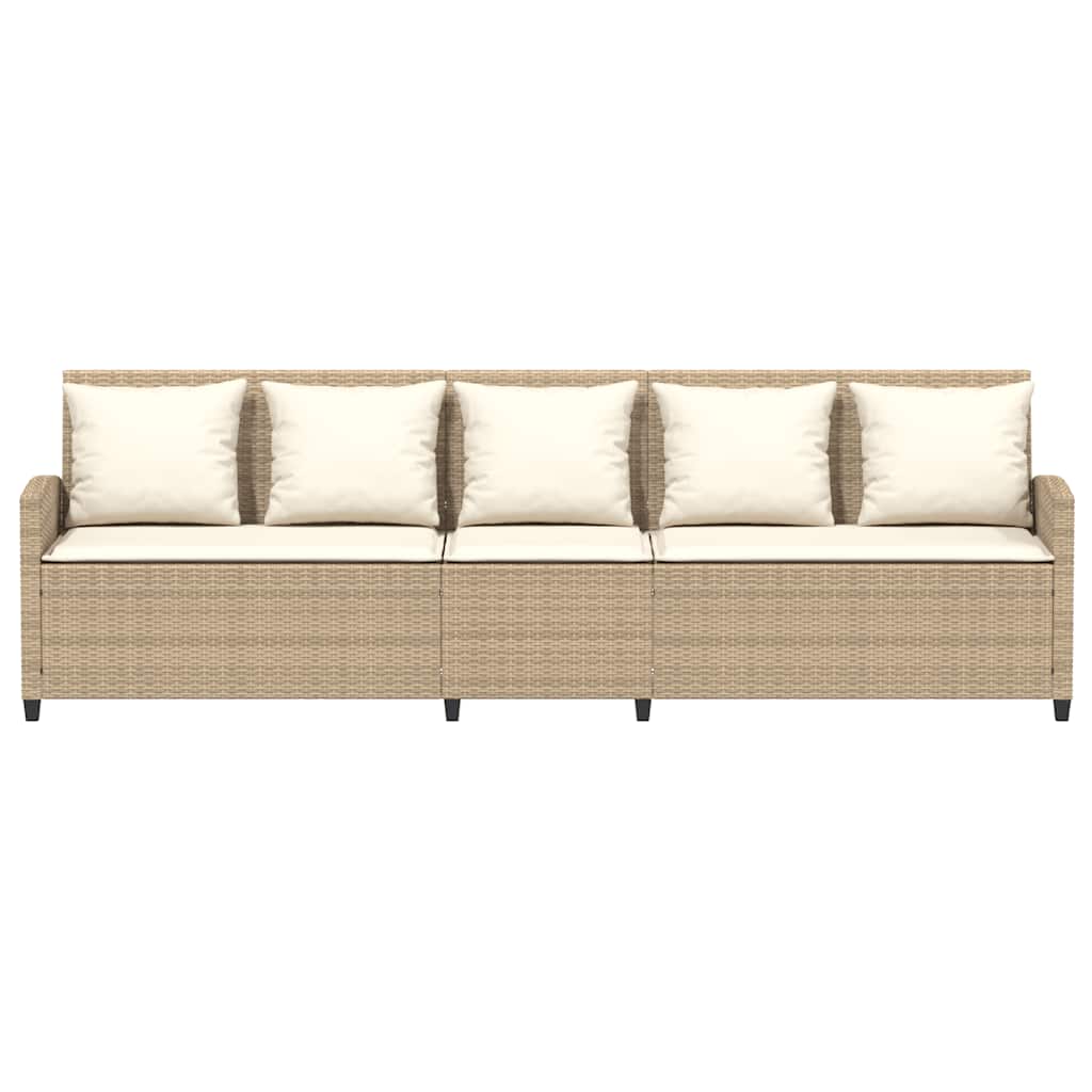 5-personers havesofa med hynder polyrattan beige