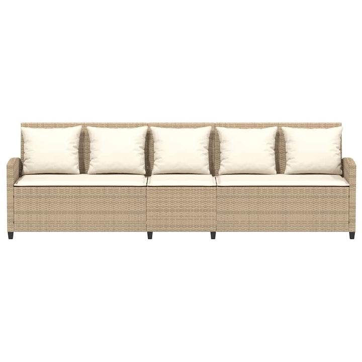 5-personers havesofa med hynder polyrattan beige