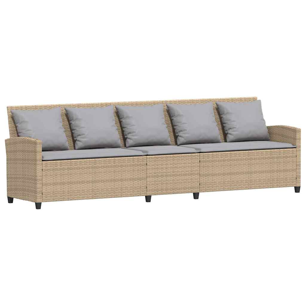 5-personers havesofa med hynder polyrattan beige