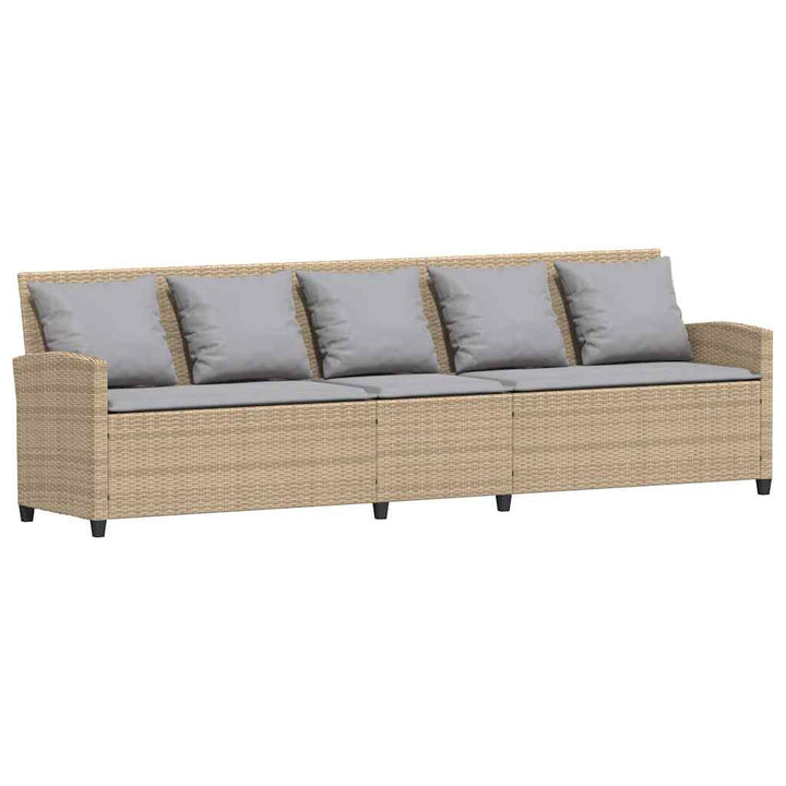 5-personers havesofa med hynder polyrattan beige