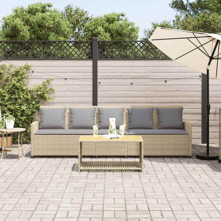 5-personers havesofa med hynder polyrattan beige