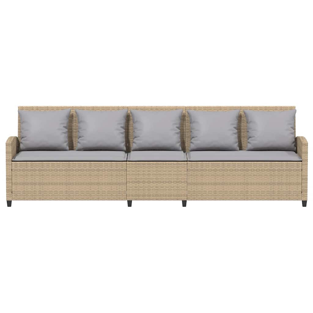 5-personers havesofa med hynder polyrattan beige