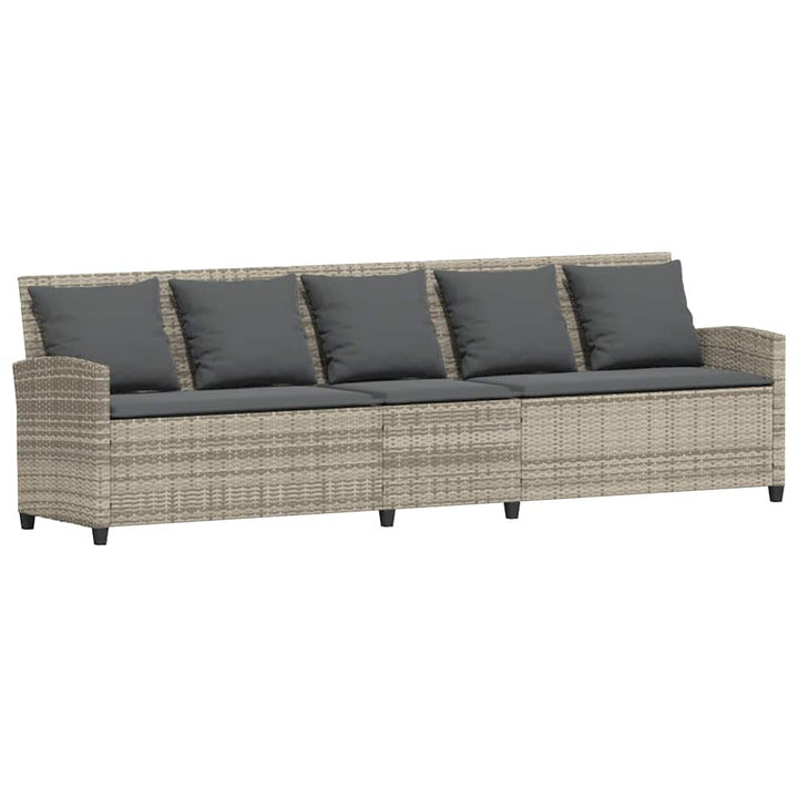 5-personers havesofa med hynder polyrattan lysegrå