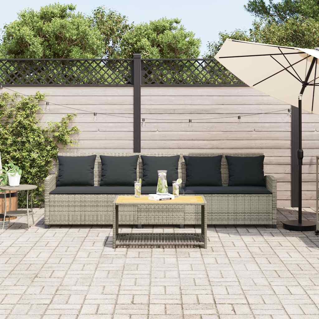 5-personers havesofa med hynder polyrattan lysegrå