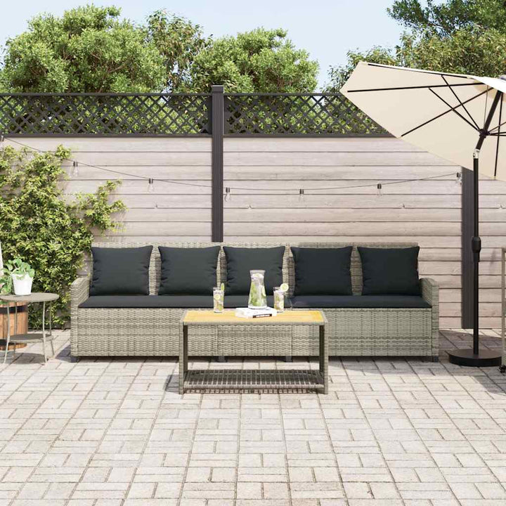 5-personers havesofa med hynder polyrattan lysegrå
