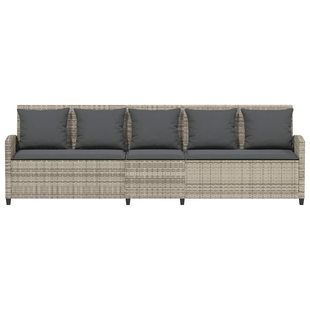 5-personers havesofa med hynder polyrattan lysegrå