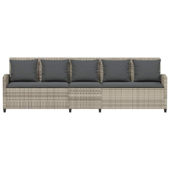 5-personers havesofa med hynder polyrattan lysegrå