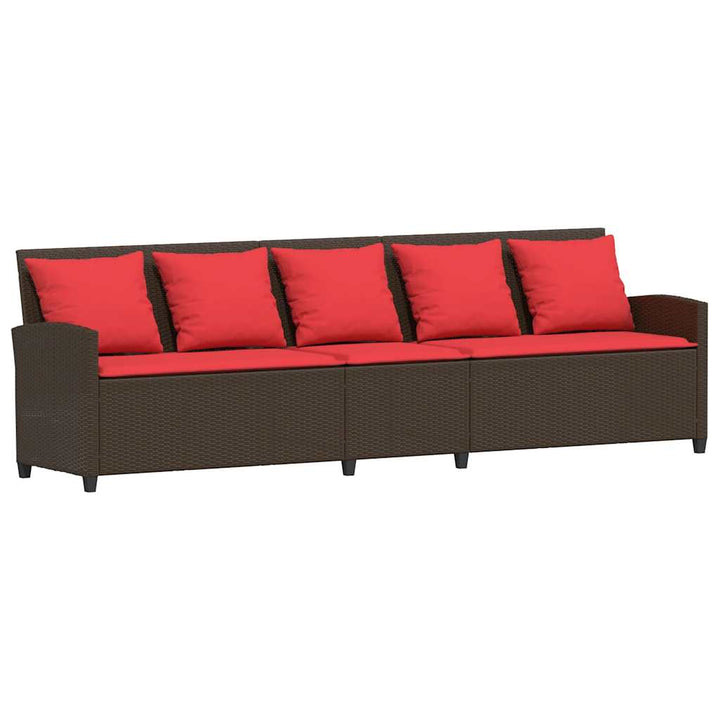 5-personers havesofa med hynder polyrattan brun