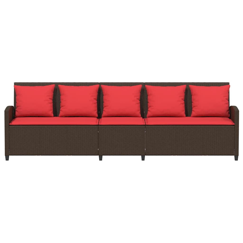 5-personers havesofa med hynder polyrattan brun