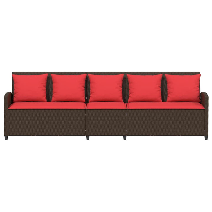 5-personers havesofa med hynder polyrattan brun