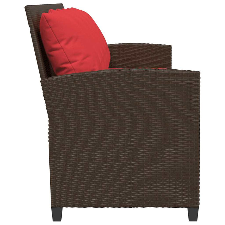5-personers havesofa med hynder polyrattan brun