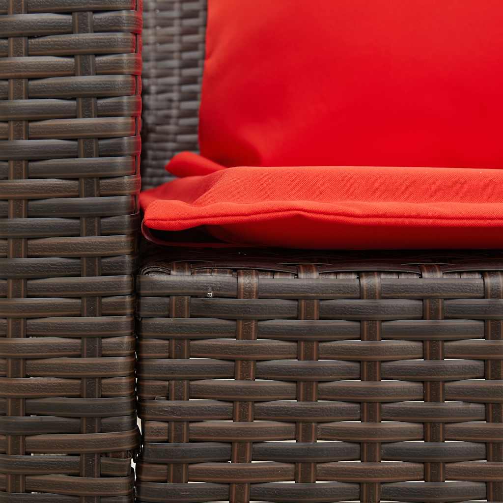 5-personers havesofa med hynder polyrattan brun