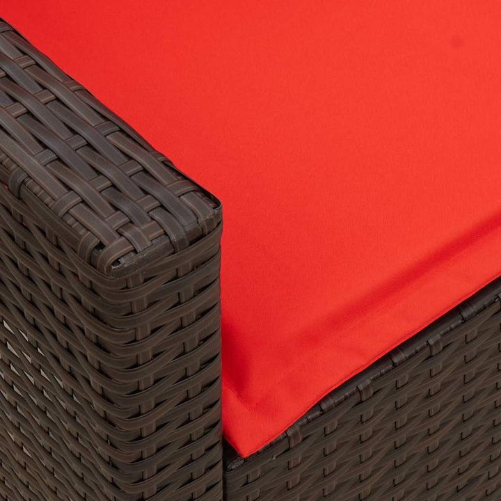 5-personers havesofa med hynder polyrattan brun