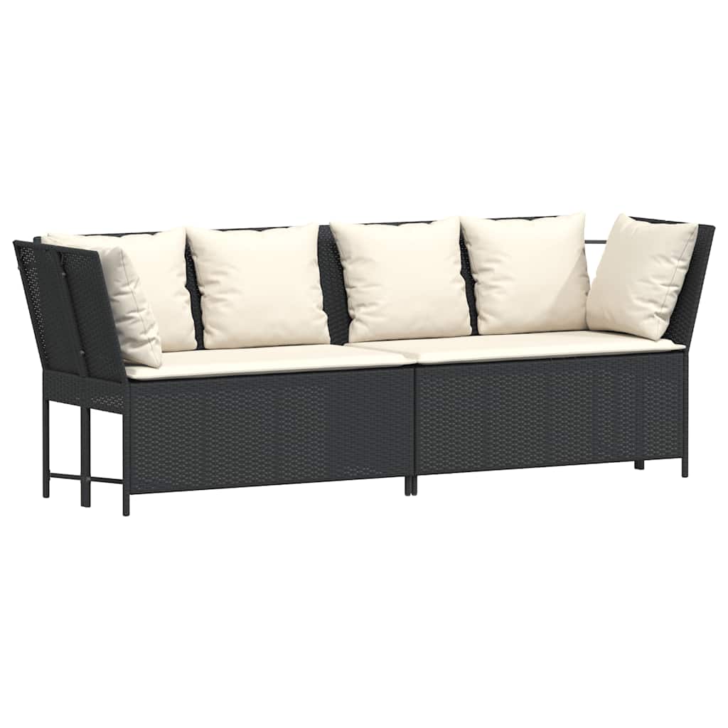 havesofa med hynder polyrattan sort