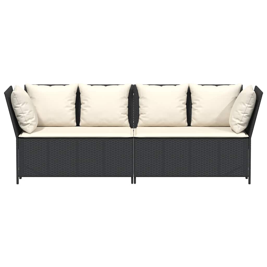 havesofa med hynder polyrattan sort