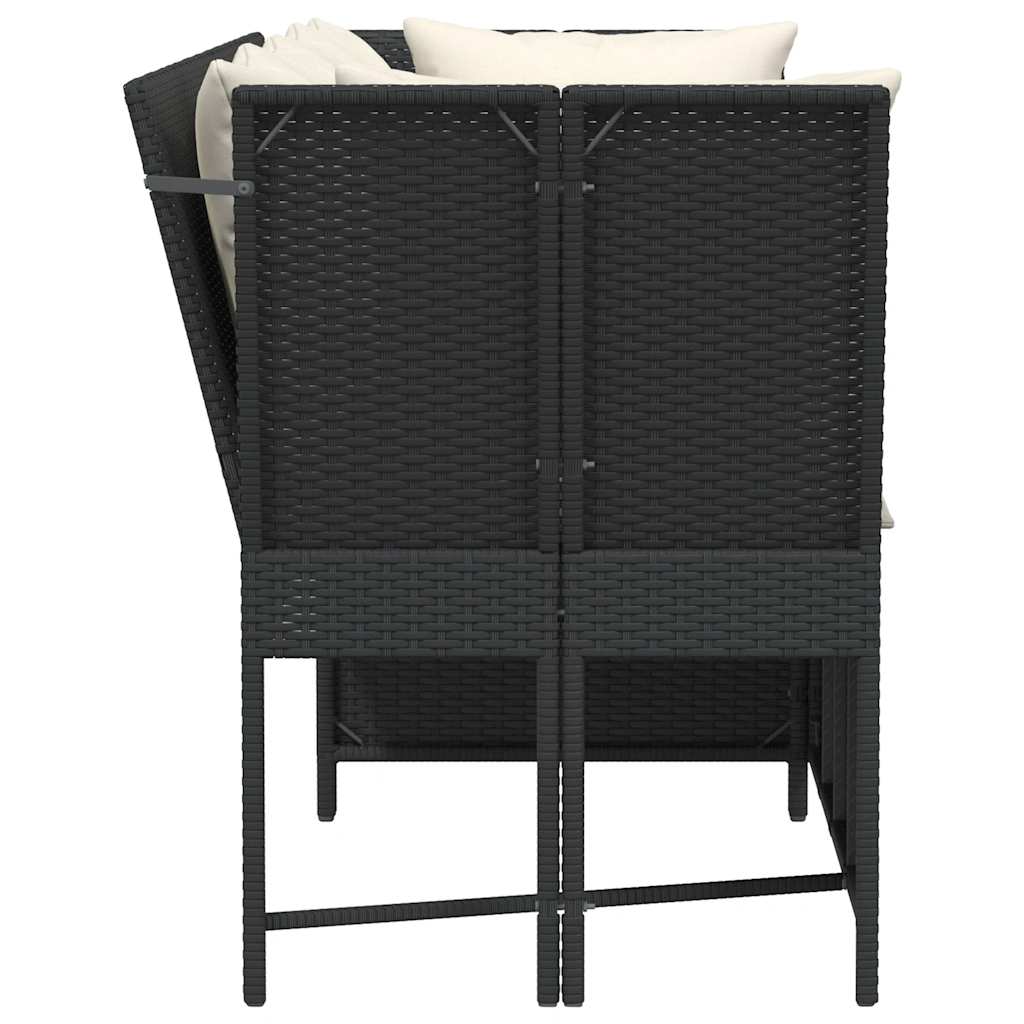 havesofa med hynder polyrattan sort