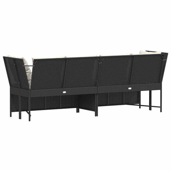 havesofa med hynder polyrattan sort
