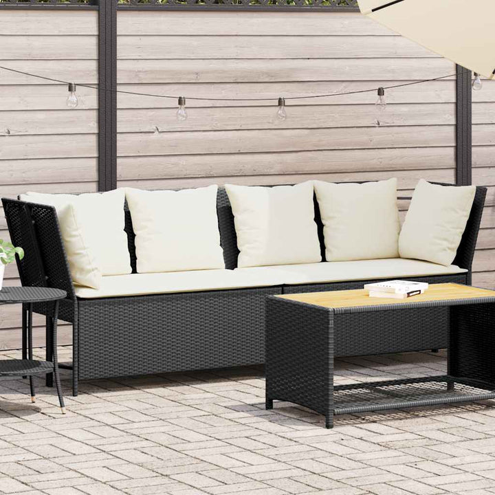 havesofa med hynder polyrattan sort